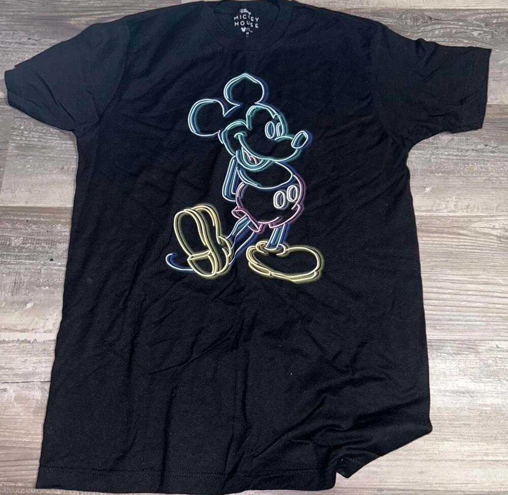 Disney Mickey Mouse Graphic T-Shirt Black Size M